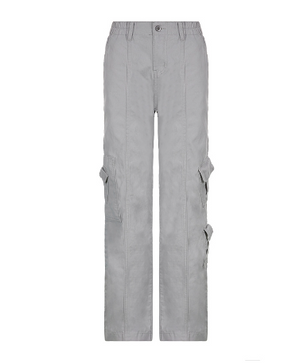 Cargo Solid Baggy Pants