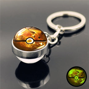 Glass Ball Pendant Cartoon Keychain