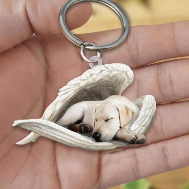 Dog Sleeping Angel Keychains