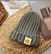 Baby Toddler Ribbed Knit Smile Face Beanie