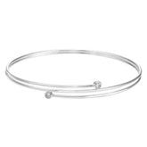 Sterling Silver Cubic Zirconia Layered Cuff Bracelet