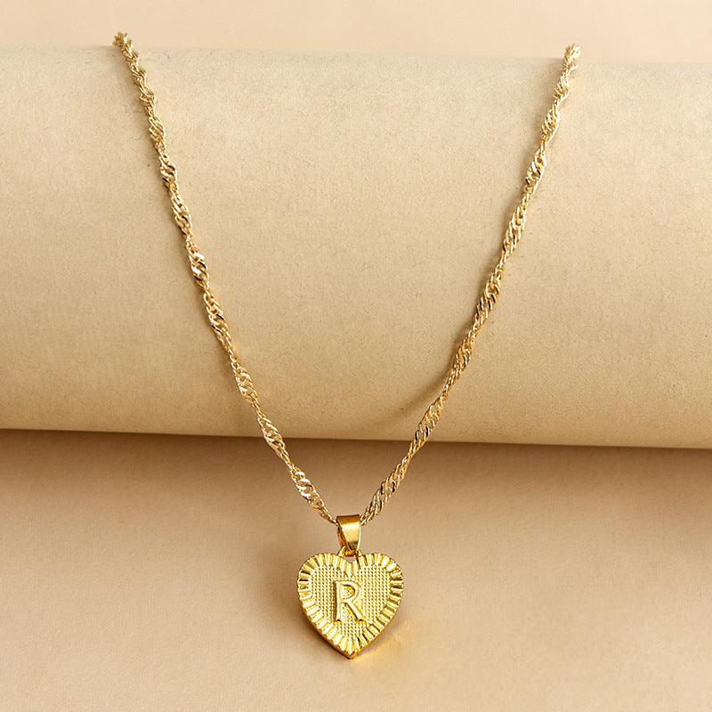 Initial Letter Heart Pendant Necklace