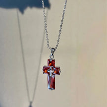 Transparent Cross Necklace and Earrings