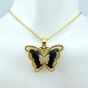 Crystal Glass Butterfly Necklace