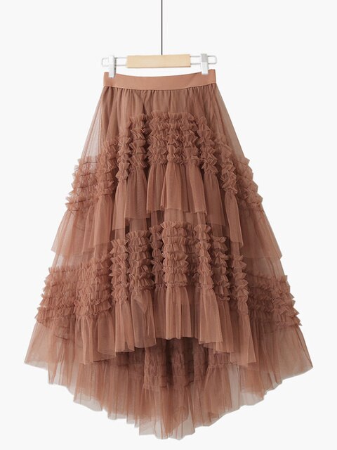 High Waist Lace Irregular Skirt