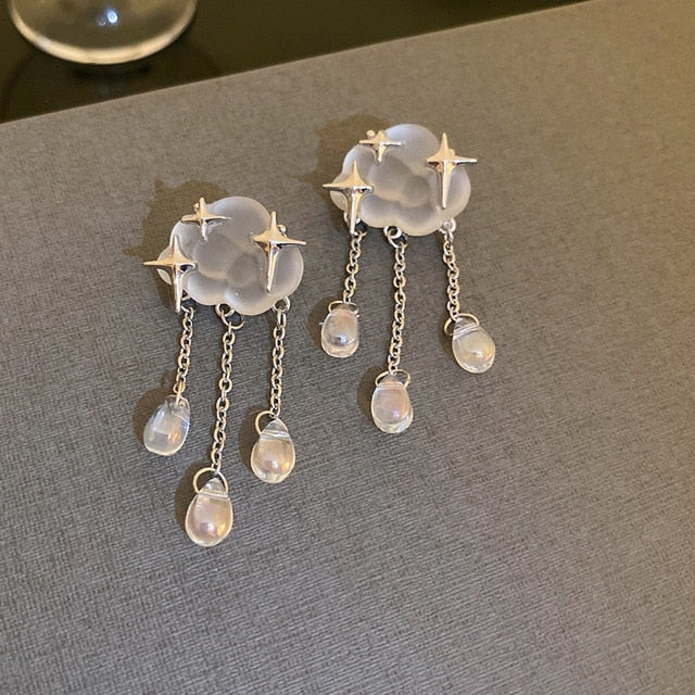 Geometric Clouds Water Drop Earrings