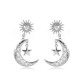 Star and Moon Drop Earrings