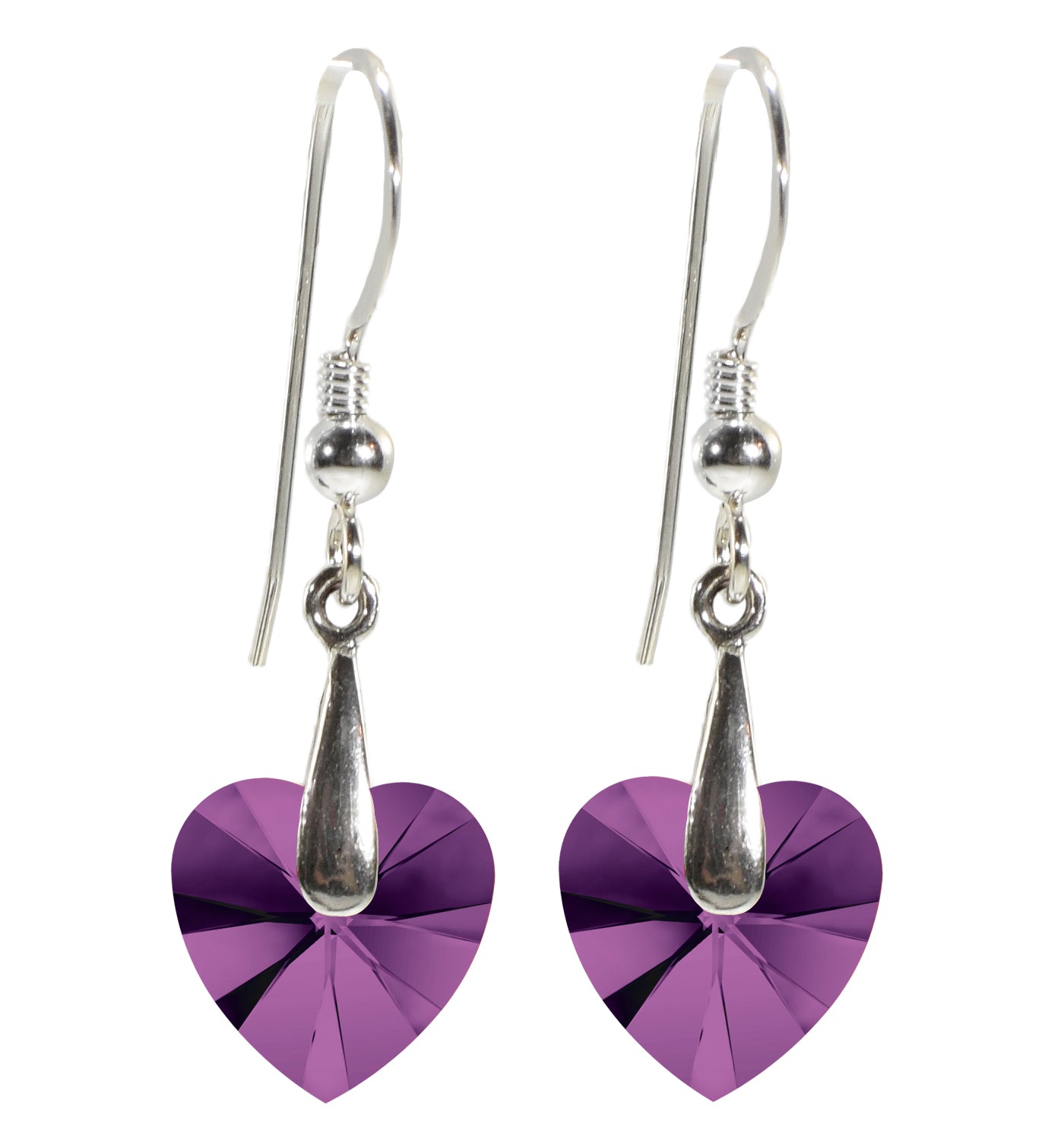 Swarovski Crystal Heart Drop Earrings 925 Sterling Silver