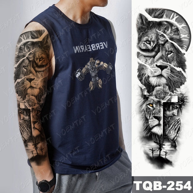 Lions in Gray and Shaded Black Tattoos