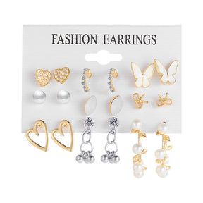 Gold Sequin Drop Earrings Set