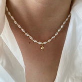 Beaded Rice Pearl Choker Necklace