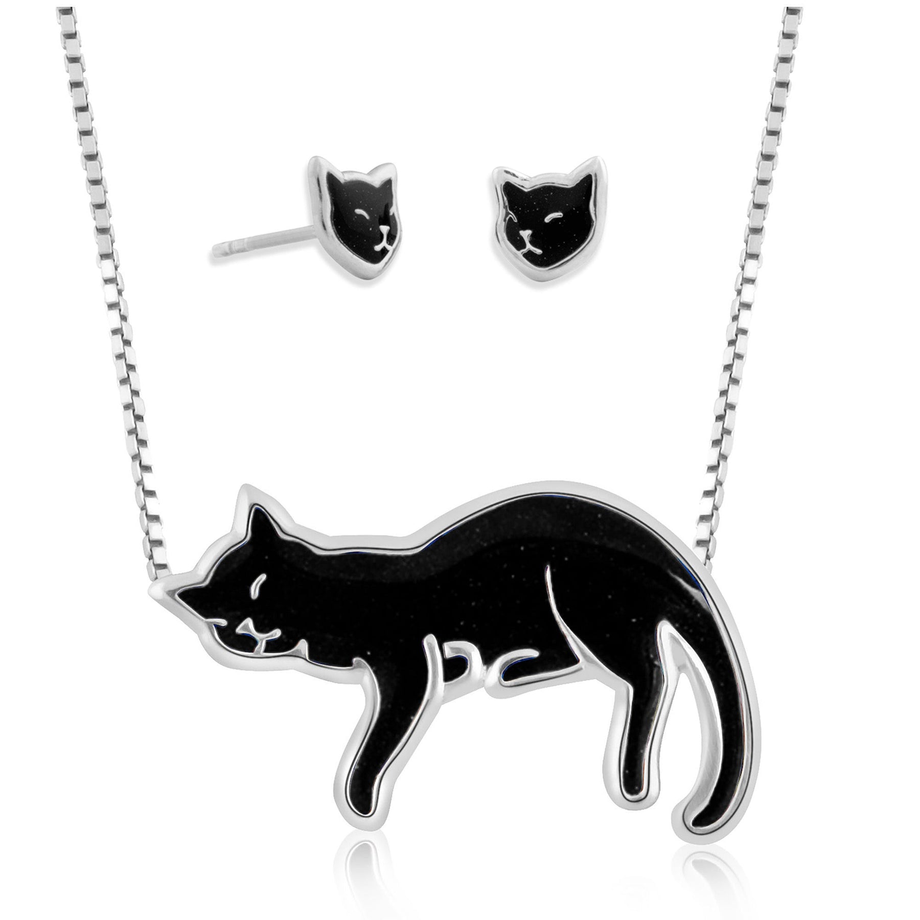 Cat Necklace and Earrings Set