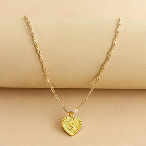 Initial Letter Heart Pendant Necklace