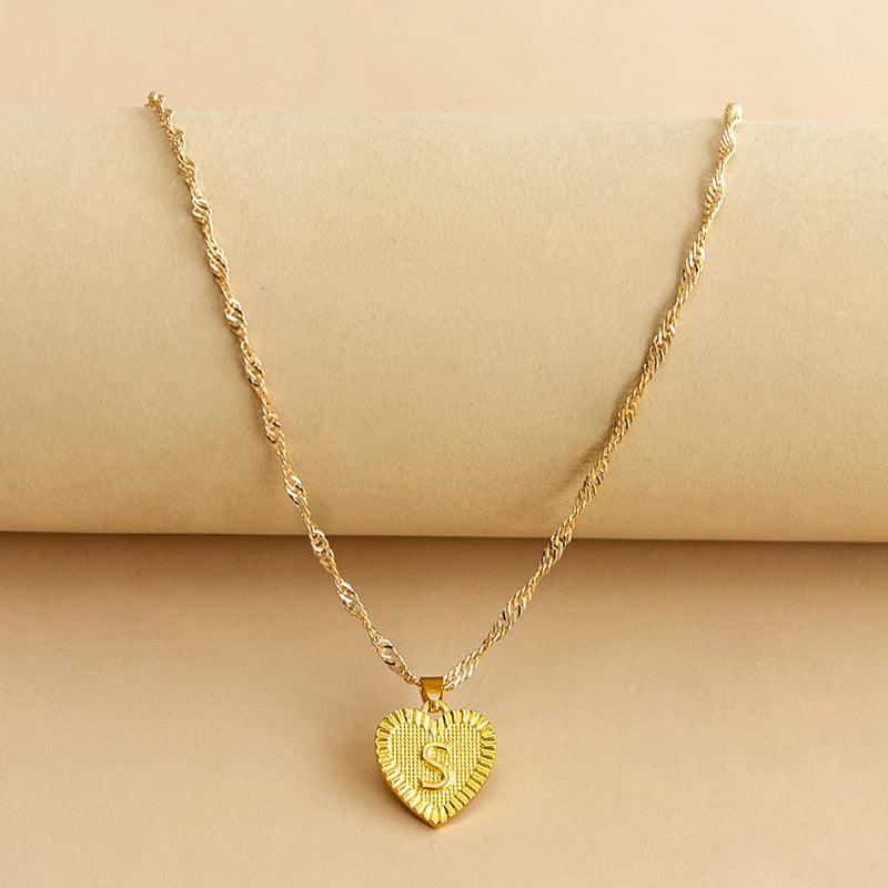 Initial Letter Heart Pendant Necklace