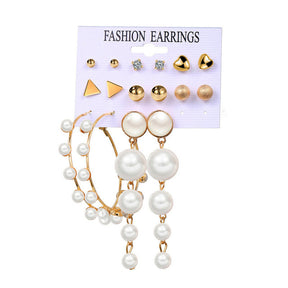 Gold Sequin Drop Earrings Set