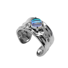 Tin Foil Moonstone Adjustable Ring