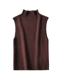 Ribbed Knit High Neck Sleeveless