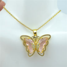 Crystal Glass Butterfly Necklace