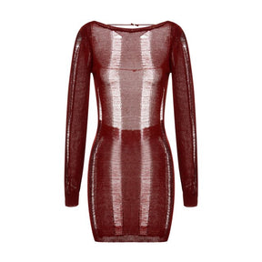 See-Through O-neck Long Sleeve Dress