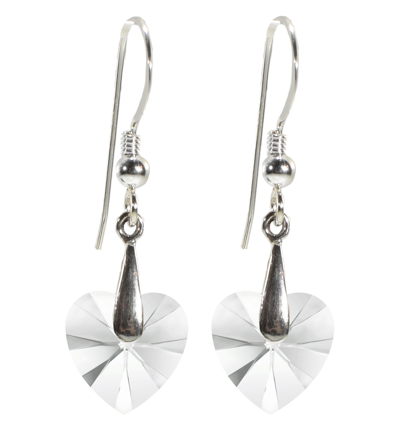 Swarovski Crystal Heart Drop Earrings 925 Sterling Silver