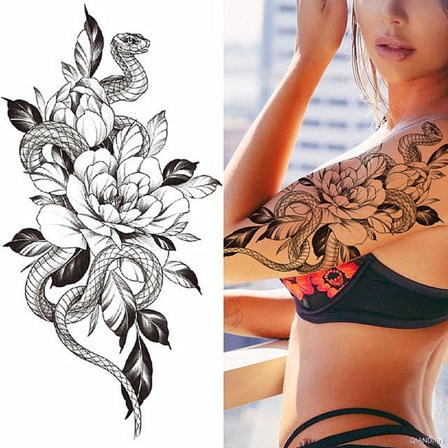 Flowers and Animals Body Tattoos