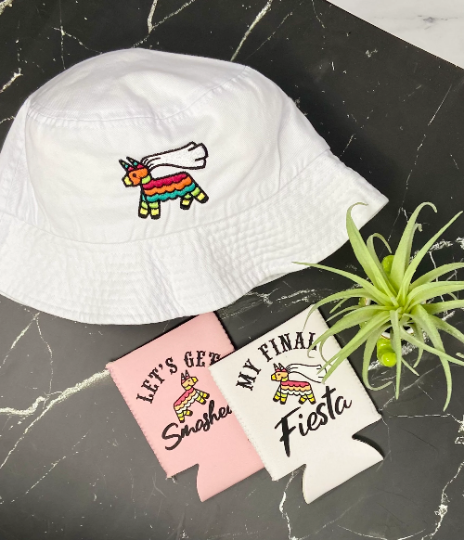 Piñata Embroidered Bachelorette Party Dad + Bucket Hats