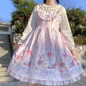 Cute Cats Tea Party Ruffles Dress