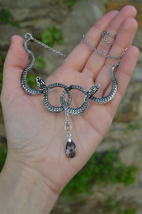 Snake Necklace with Crystal