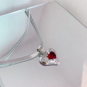 Big Heart Double Layer Chain Necklace