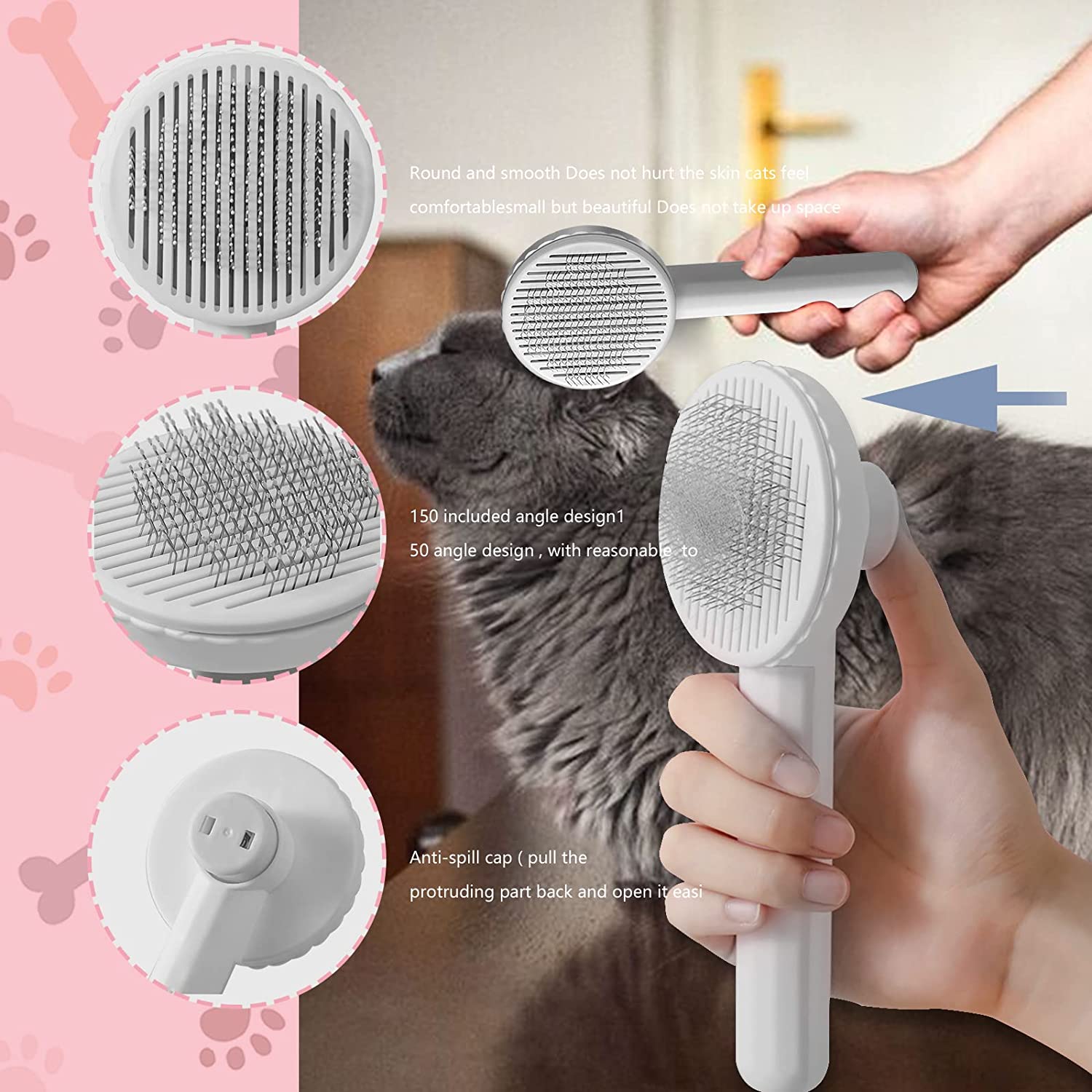 One-key Pet Hair Removal Brush