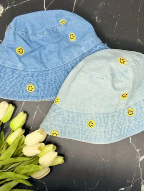 Smiley Face Denim Bucket - Bachelorette Party Hats!