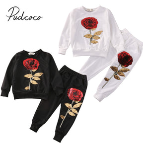 Fashion Girls Kids Rose Flower Outfits