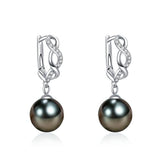 NONNYL Tahitian Black Pearl Earrings-Gifts for Women-Gift for Wife Wedding Birthday Anniversary-Mom Her Mothers Day Valentines Day Christmas-18K Gold Plated Sterling Silver Pearl Dangle Earring Fine Jewelry