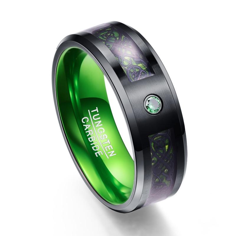 Dragon Stone Inlay Tungsten Ring