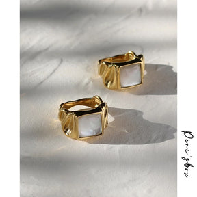 White Shell Square Ring