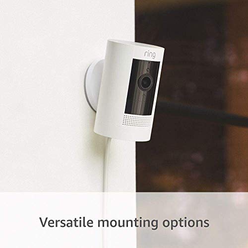 Ring Stick Up Cam Plug-In | Weather-Resistant Outdoor Camera, Live View, Color Night Vision, Two-way Talk, Motion alerts, Works with Alexa | White