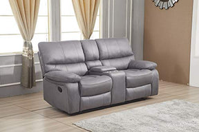 Betsy Furniture Microfiber Reclining Sofa Couch Set Living Room Set 8007 (Grey, Sofa+Loveseat)