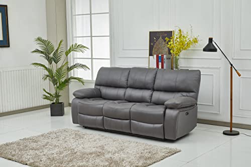 Betsy Furniture Microfiber Reclining Sofa Couch Set Living Room Set 8007 (Grey, Sofa+Loveseat)