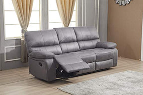 Betsy Furniture Microfiber Reclining Sofa Couch Set Living Room Set 8007 (Grey, Sofa+Loveseat)