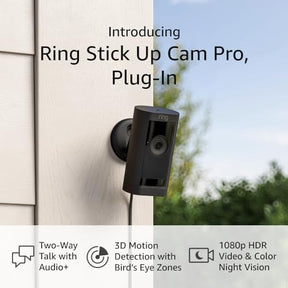 Introducing Ring Stick Up Cam Pro Plug-In | Two-Way Talk with Audio+, 3D Motion Detection with Bird’s Eye Zones, and 1080p HDR Video & Color Night Vision (2023 release), Black