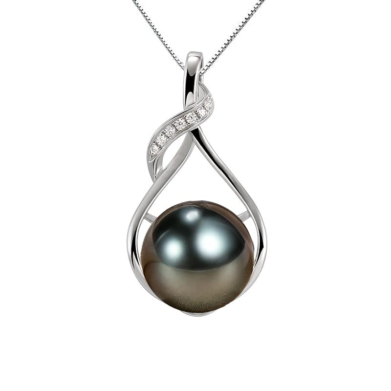 NONNYL Gifts for Women-Tahitian Black&Freshwater Cultured-Pearl-Necklace-Gift for Wife Wedding Birthday Anniversary-Mom Girlfriend Her Mothers Day Valentines Day Christmas 18K Gold Plated Sterling Silver Pearl Pendant