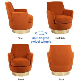 HANLIVES Swivel Barrel Chair Set of 2,Modern Swivel Accent Chairs with Tall Backrest,360 Degree Comfy Velvet Fabric Round Accent Chair Small Armchair for Living Room Bedroom(Orange*2)