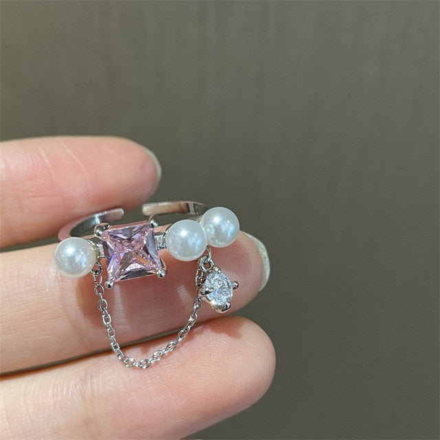 Crystal Love Heart Open Rings