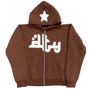 Star Letter Print Hoodies