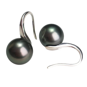 NONNYL Gift for Wife Tahitian Black-Pearl-Earrings-Gifts for Women- Wedding Birthday Anniversary-Mom Her Mothers Day Valentines Day Christmas-18K Gold Plated Sterling Silver Pearl Dangle Earring Fine Jewelry