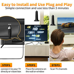 2024 Upgraded TV Antenna Smart Digital HD Indoor Amplifier 600+ Miles Range - Outdoor Signal Booster for Local Channel - Premium Aerial Support 4K 8K HDTV 1080p Fire Stick All TVs -25ft Thick Cable