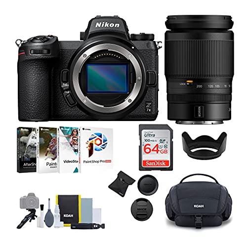 Nikon Z 7II Mirrorless Digital Camera (Body Only) Bundle with 24-200mm f/4-6.3 VR Lens, Camera System Gadget Bag with Accessory and Cleaning Kit, Software Suite,64GB Memory Card (5 Items)