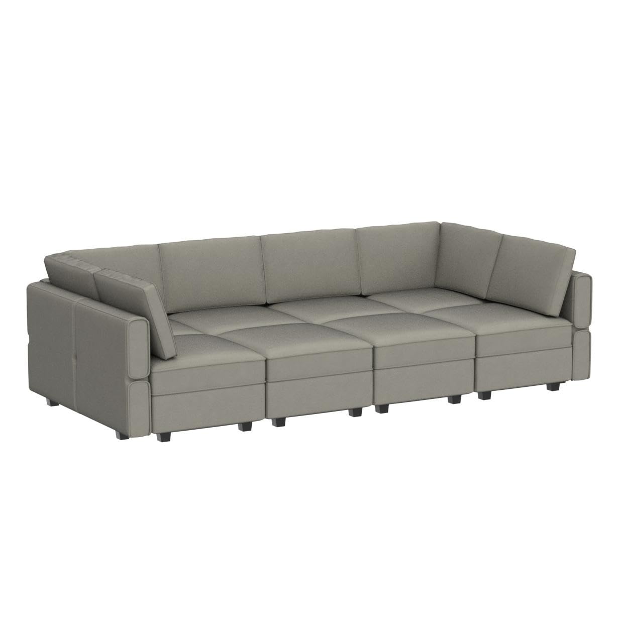 Belffin Modular Sectional Sofa with Storage Chaises Sectional Sleeper Sofa Couch 8 Seat Sectional Sofa Bed Grey