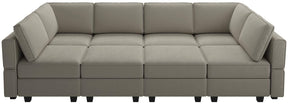 Belffin Modular Sectional Sofa with Storage Chaises Sectional Sleeper Sofa Couch 8 Seat Sectional Sofa Bed Grey