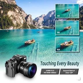 Mo Digital Cameras for Photography & 4K Video, 48 MP Vlogging Camera for YouTube with 180° Flip Screen,16X Digital Zoom,Flash & Autofocus,52mm Wide Angle & Macro Lens,2 Batteries,32GB SD Card